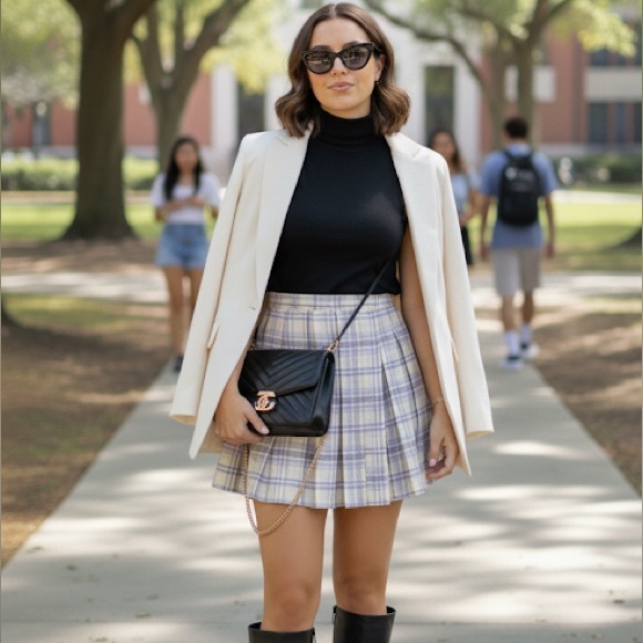 Cali 1850 Anthropologie Preppy Academia Pleated Plaid Mini Skirt Sz XS - Picture 1 of 11